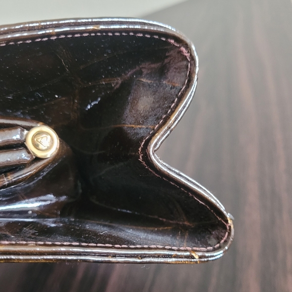 Vintage faux crocodile Block brand women's purse gold tone handle bag - Picture 11 of 14